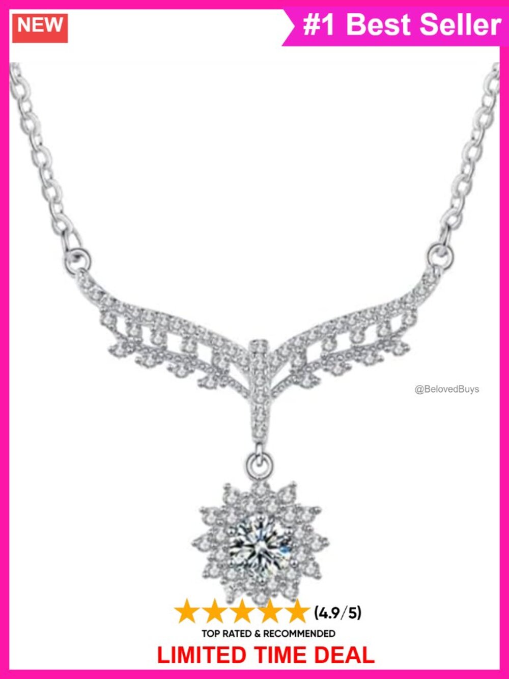 14K Gold Diamond Sunflower Snowflake Pendant Necklace